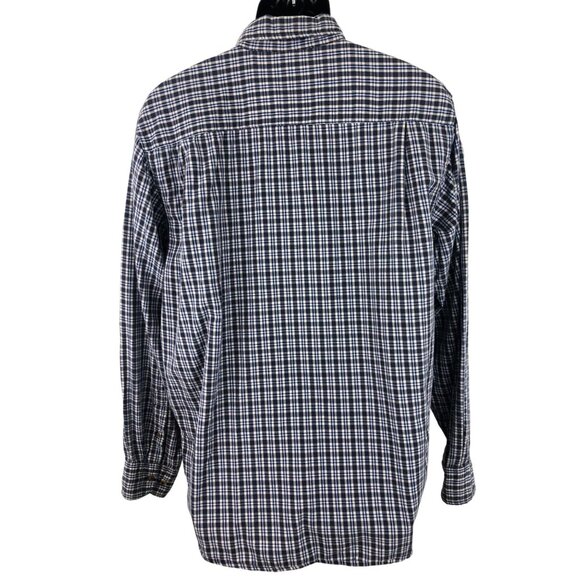Wrangler Men's Size Large Blue/White Plaid Long Sleeve Button Up Flannel Shirt - Picture 2 of 5